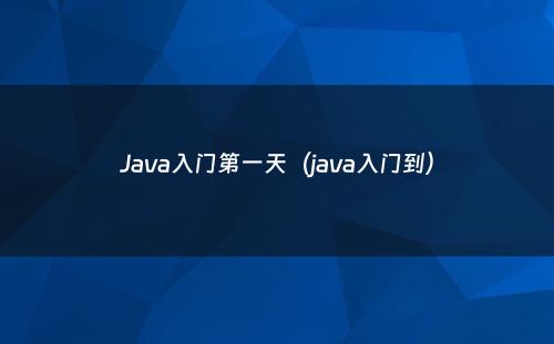 Java入门第一天（java入门到）