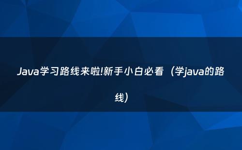 Java学习路线来啦!新手小白必看（学java的路线）