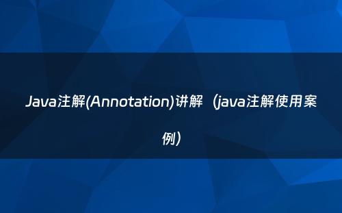 Java注解(Annotation)讲解（java注解使用案例）