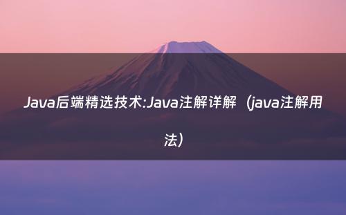 Java后端精选技术:Java注解详解（java注解用法）