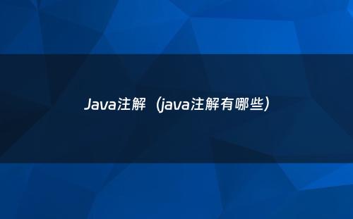 Java注解（java注解有哪些）