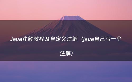 Java注解教程及自定义注解（java自己写一个注解）