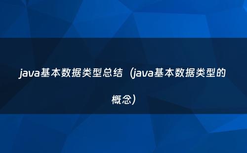 java基本数据类型总结（java基本数据类型的概念）