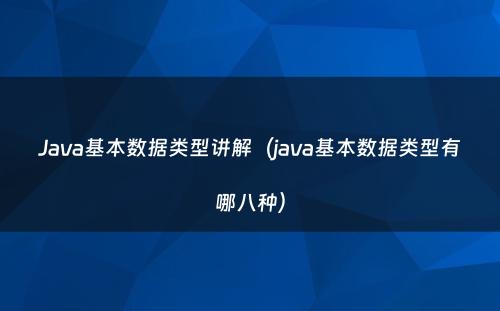 Java基本数据类型讲解（java基本数据类型有哪八种）