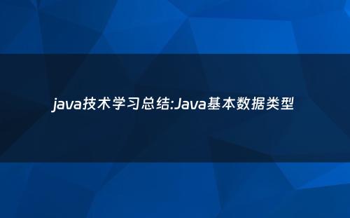 java技术学习总结:Java基本数据类型