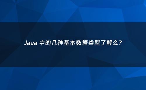 Java 中的几种基本数据类型了解么?