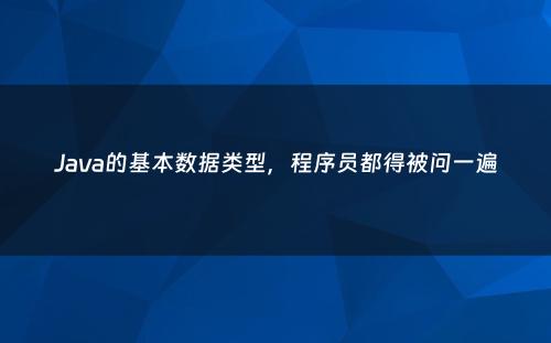 Java的基本数据类型，程序员都得被问一遍