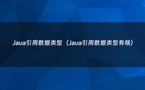 Java引用数据类型（Java引用数据类型有啥）