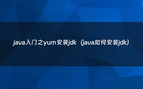 java入门之yum安装jdk（java如何安装jdk）