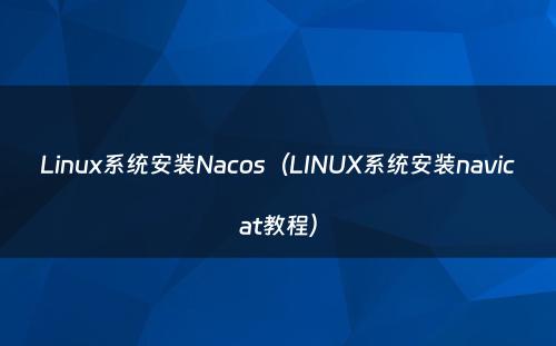 Linux系统安装Nacos（LINUX系统安装navicat教程）