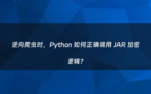 逆向爬虫时，Python 如何正确调用 JAR 加密逻辑?