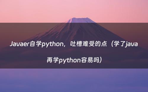 Javaer自学python，吐槽难受的点（学了java再学python容易吗）