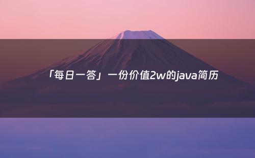 「每日一答」一份价值2w的java简历