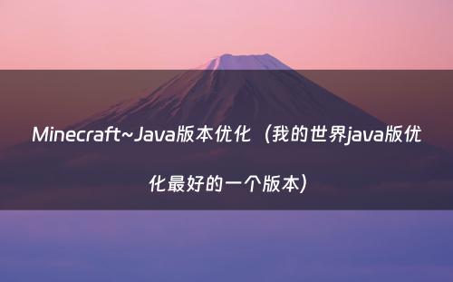 Minecraft~Java版本优化（我的世界java版优化最好的一个版本）