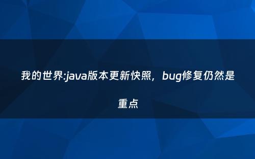 我的世界:java版本更新快照，bug修复仍然是重点