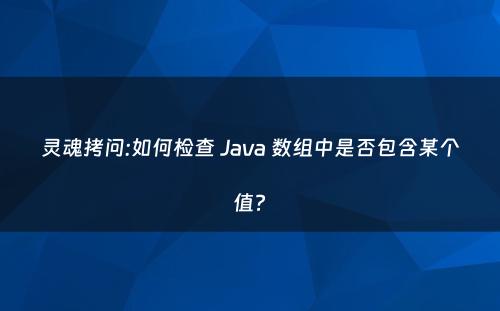 灵魂拷问:如何检查 Java 数组中是否包含某个值?