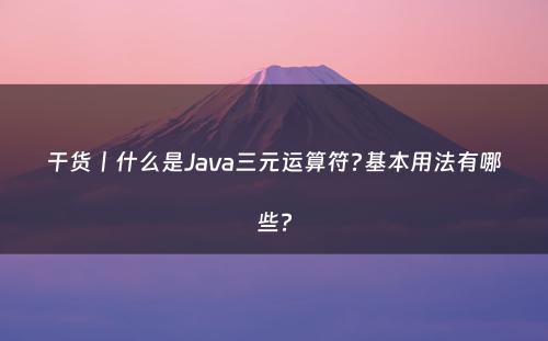 干货丨什么是Java三元运算符?基本用法有哪些?