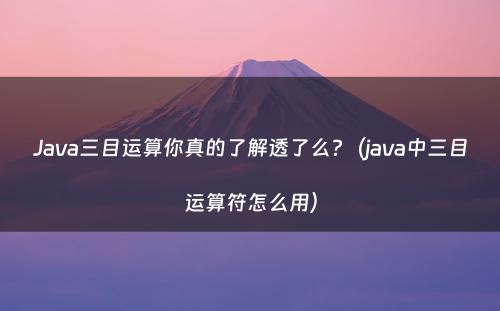 Java三目运算你真的了解透了么?（java中三目运算符怎么用）