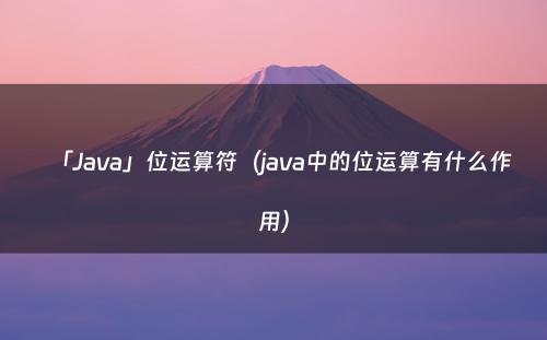「Java」位运算符（java中的位运算有什么作用）