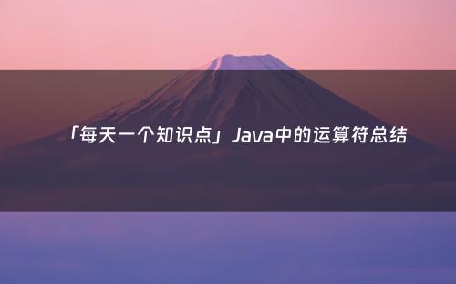 「每天一个知识点」Java中的运算符总结