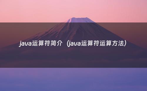 java运算符简介（java运算符运算方法）