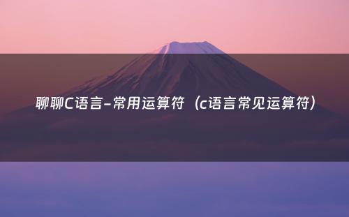 聊聊C语言-常用运算符（c语言常见运算符）