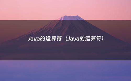 Java的运算符（Java的运算符）