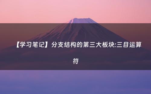 【学习笔记】分支结构的第三大板块:三目运算符