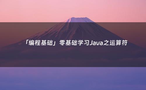 「编程基础」零基础学习Java之运算符