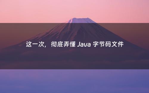 这一次，彻底弄懂 Java 字节码文件