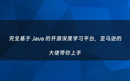 完全基于 Java 的开源深度学习平台，亚马逊的大佬带你上手