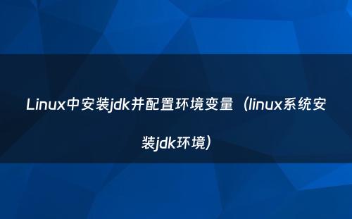Linux中安装jdk并配置环境变量（linux系统安装jdk环境）
