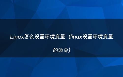 Linux怎么设置环境变量（linux设置环境变量的命令）