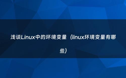 浅谈Linux中的环境变量（linux环境变量有哪些）