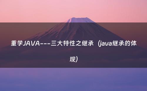 重学JAVA---三大特性之继承（java继承的体现）