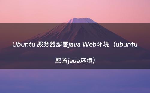 Ubuntu 服务器部署java Web环境（ubuntu配置java环境）