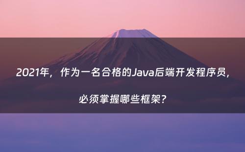 2021年，作为一名合格的Java后端开发程序员，必须掌握哪些框架?