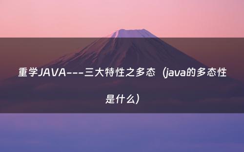 重学JAVA---三大特性之多态（java的多态性是什么）
