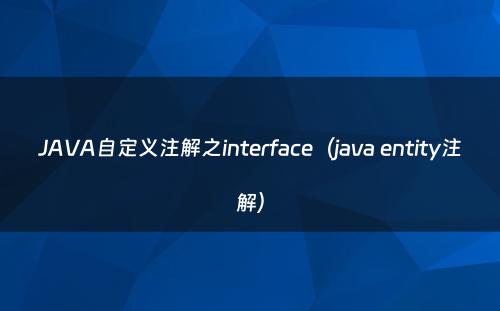 JAVA自定义注解之interface（java entity注解）