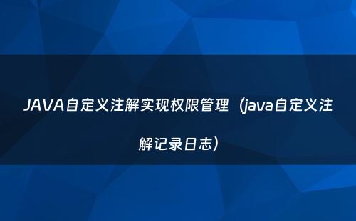 JAVA自定义注解实现权限管理（java自定义注解记录日志）