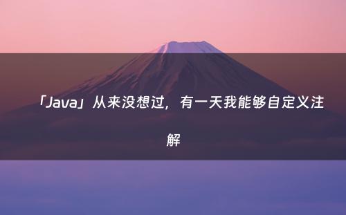 「Java」从来没想过，有一天我能够自定义注解