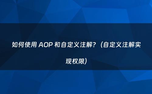 如何使用 AOP 和自定义注解?（自定义注解实现权限）