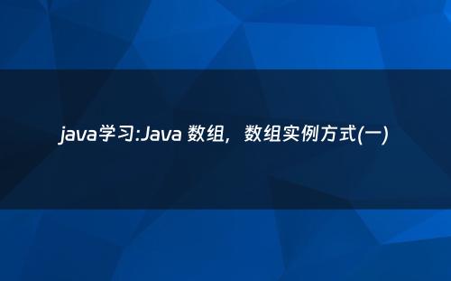 java学习:Java 数组，数组实例方式(一)