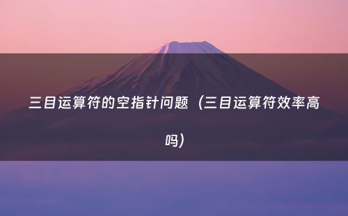 三目运算符的空指针问题（三目运算符效率高吗）