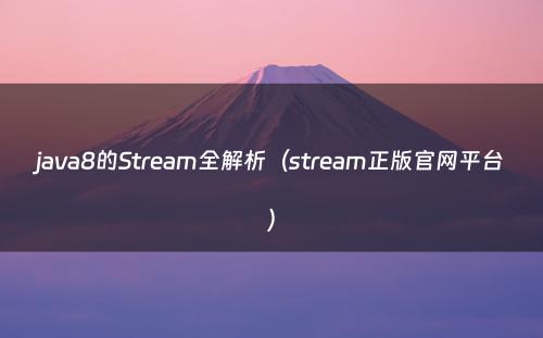 java8的Stream全解析（stream正版官网平台）