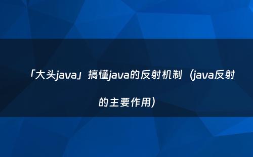 「大头java」搞懂java的反射机制（java反射的主要作用）
