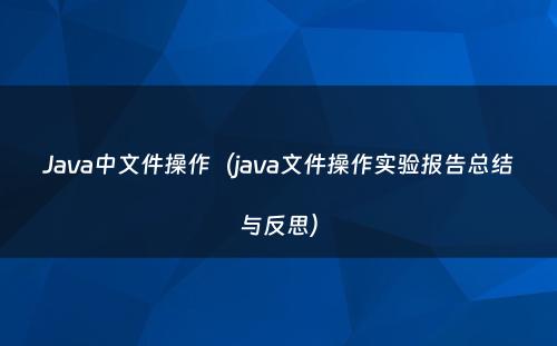 Java中文件操作（java文件操作实验报告总结与反思）