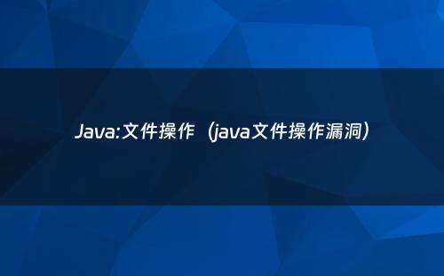 Java:文件操作（java文件操作漏洞）