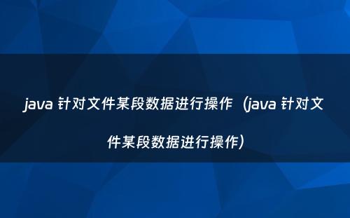 java 针对文件某段数据进行操作（java 针对文件某段数据进行操作）