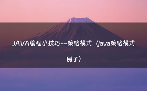 JAVA编程小技巧--策略模式（java策略模式例子）